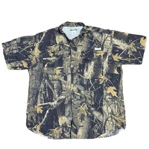 Mens Columbia PFG Omni Shade Camouflage XL Short Sleeve Fishing Shirt Vented